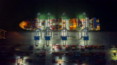 Time lapse Container ship in export and import business and logistics. Stock Footage 140216790