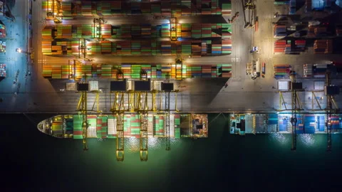 Time lapse Container ship in export and import business and logistics. Stock Footage 140219118
