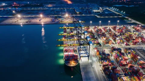 Time lapse Container ship in export and import business and logistics. Stock Footage 140219976