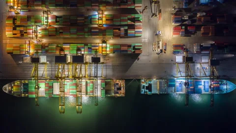 Time lapse Container ship in export and import business and logistics. Stock Footage 140220041