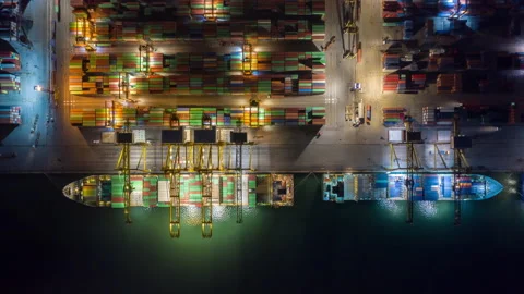Time lapse Container ship in export and import business and logistics. Stock Footage 140220258