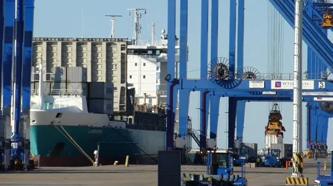 Time lapse container ship terminal Stock Footage 51805306