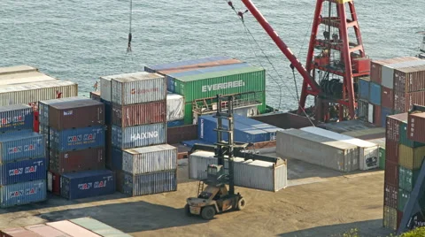 Time lapse of container termina Stock Footage 65454097