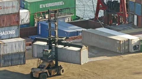 Time lapse of container termina Stock Footage 66439713