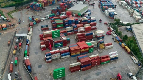 Time lapse: Containers in the Export and Import Business and Logistics Stock Footage 97287204