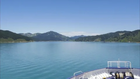Time lapse of Cook Strait ferry sailing through Marlborough Sounds, New Zealand Stock Footage 71657506