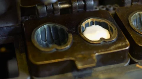 Time lapse of cookie, cake baking machine, automated cookie maker Stock Footage 68925201