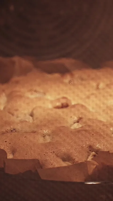 Time-lapse of cooking apple pie in oven. Timelapse of baking homemade dessert in Stock Footage 327110007