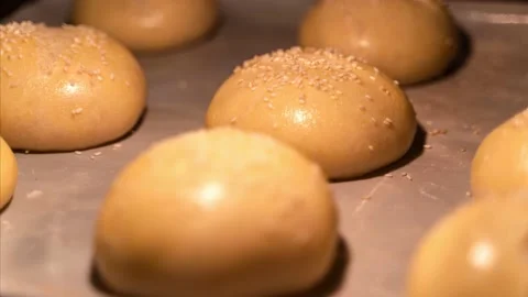 Time lapse cooking hamburger buns in the oven Stock Footage 156429384