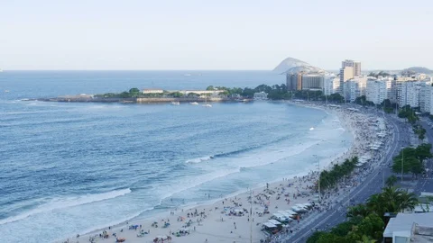 Time lapse of Copacabana beach, Rio de Janeiro, Brazil viewed from above Stock Footage 105184659