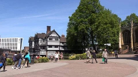 Time lapse Coventry city centre with people and cars England UK 4K Stock-Footage 109458255
