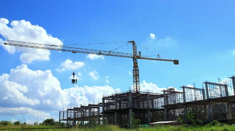 Time lapse of crane and Building Under Construction. Stock Footage 41376414