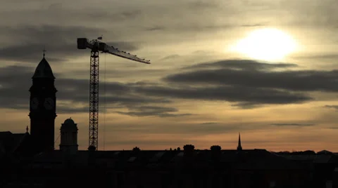 Time Lapse crane at sunset Stock-Footage 37349073