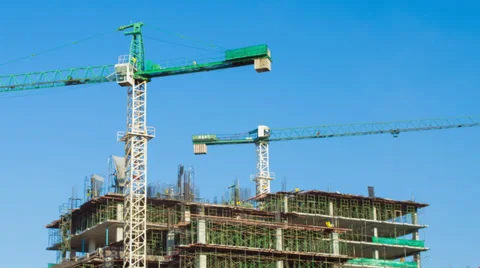 Time lapse crane working in big construction site Stock Footage 32625717