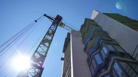 Time lapse crane working in big construction site Stock Footage 72779089