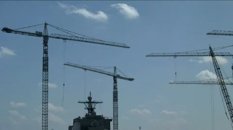 Time lapse cranes and ship top Stock Footage 500922