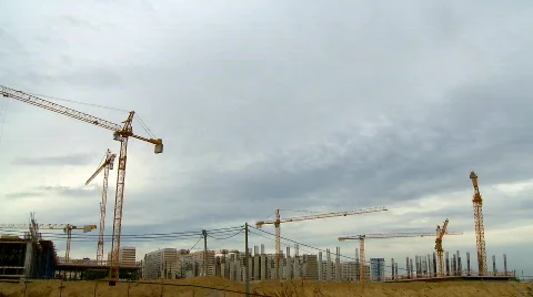 Time lapse of cranes in construction Stock Footage 278842