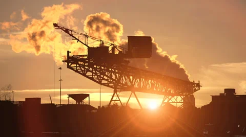 Time lapse. cranes container industrial industry business. smog pollution Stock Footage 33792093