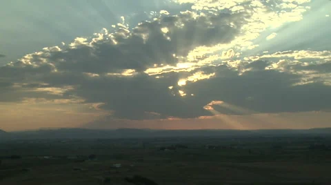 Time Lapse of Crepuscular Rays Rocky Mountain Sunset Stock Footage 54718525