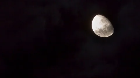 Time lapse of a crescent moon croosing the sky (low left to up right) Stock Footage 105075569