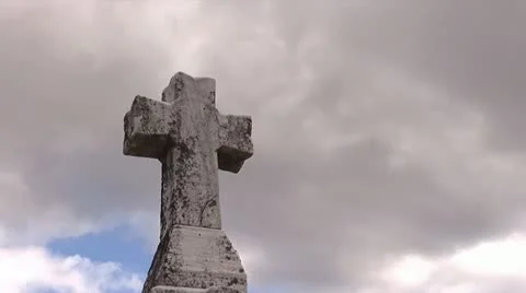 Time lapse of a Cross in Cemetary Stock Footage 12284077