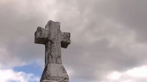 Time Lapse of a cross in a cemetary Stock Footage 12284615