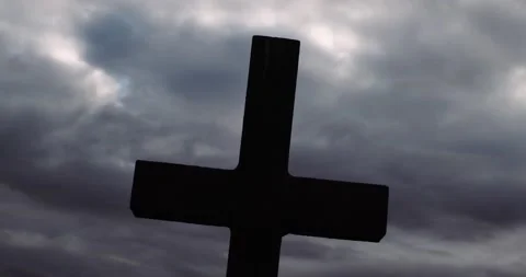 Time Lapse of a Cross with dramatic clouds  behind it Stock Footage 158048507
