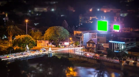 Time Lapse Crossroads Traffic And Big LED Green Screen Billboard Stock Footage 39979353