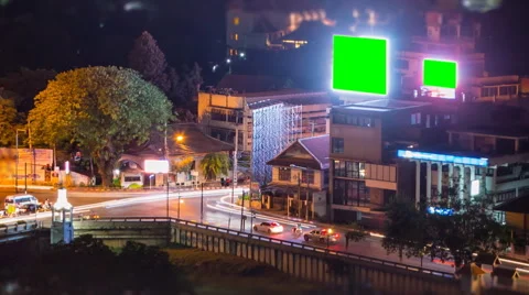 Time Lapse Crossroads Traffic And Big LED Green Screen Billboard Stock Footage 39980238