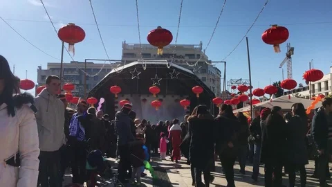 Time Lapse Crowd In City Square Party Loop Stock Footage 73343160