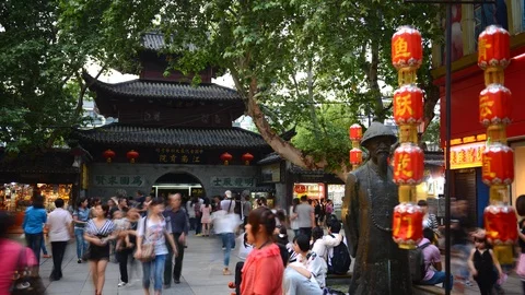 Time Lapse of Crowd of People Visit Confucius Temple Popular Landmark in Nanjing 스톡 동영상 99040775