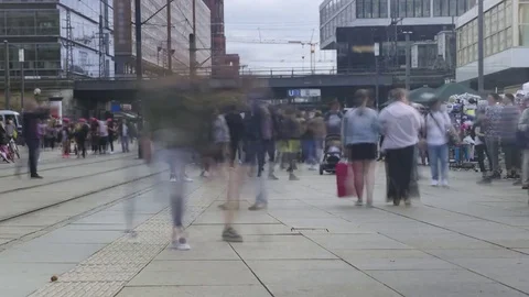 Time lapse crowd of shopping people at Alexanderplatz, Berlin Stock Footage 78516617