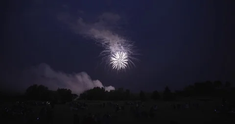 Time-lapse of Crowd Watching Fireworks Stock Footage 92540830