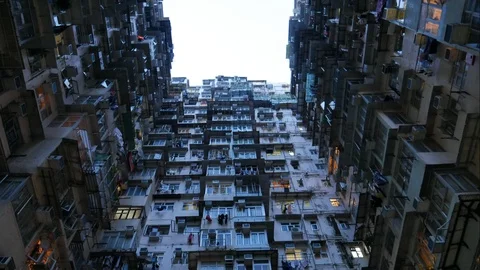 Time lapse of Crowded apartment building in Hong Kong, China Stock Footage 101949064