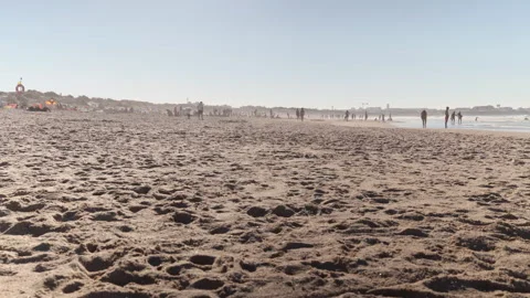 Time lapse of the crowded beach on a sunny summer afternoon. Peniche, Portugal. Stock Footage 242759768