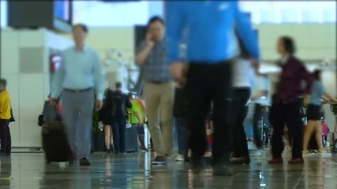 Time-lapse of Crowded People Walking in Airport Transit Terminal. Air Stock-Footage 126566138