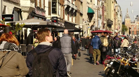 Time Lapse of Crowds of People on  Busy Street  - Amsterdam Netherlands Stock Footage 62957754