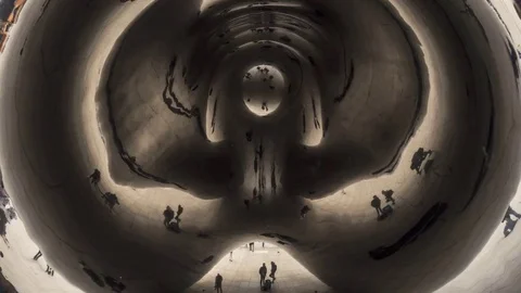 Time Lapse of Crowds of People at Cloud Gate Structure / The Bean in Chicago 4K Vídeo Stock 70797106