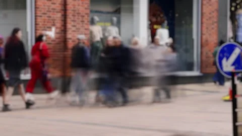 Time-lapse of Crowds of Shoppers and Pedestrians on a British City Street Stock Footage 271673161