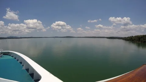 Time lapse from cruise ship deck navigating the Panama canal ship lanes Stock Footage 108636941