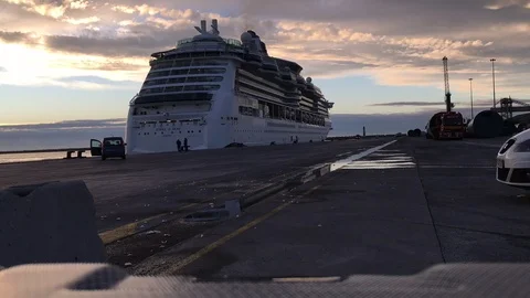 Time-lapse of cruise ship docking in port of Sete, France. 2nd of November 2018. Stock Footage 119718464