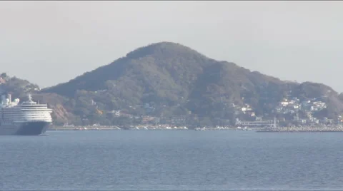 Time lapse of cruise ship passing Stock Footage 1086131