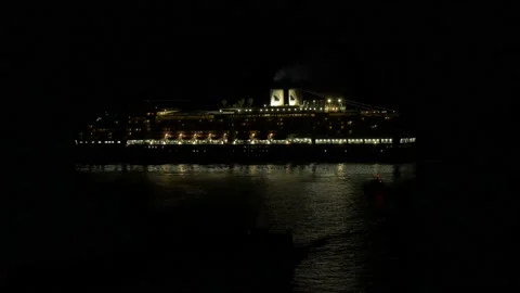 Time Lapse Cruise Ship Setting Sail At Night Stock Footage 234035833
