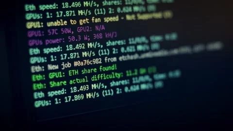 Time-lapse of Cryptocurrency mining on a computer closeup Stock Footage 166998053