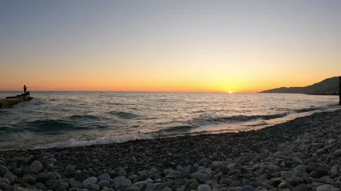 Time lapse of Cuba Beach at sunset. Black Sea coast in Sochi, Russia Stock Footage 284403858