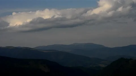 Time lapse of cumulus clouds bubbling over Carpathian Mountains Stock Footage 54163676