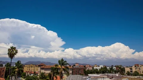 Time Lapse of Cumulus Clouds Erupting over Hollywood Sign Stock Footage 73751207