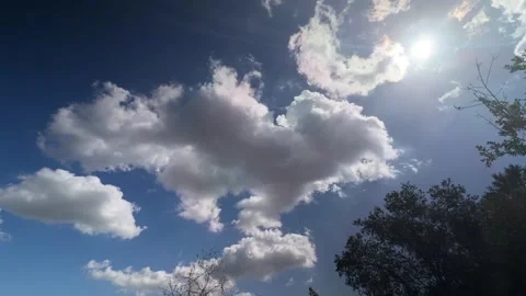 Time lapse of cumulus clouds passing in front of the sun Video stock 346744340