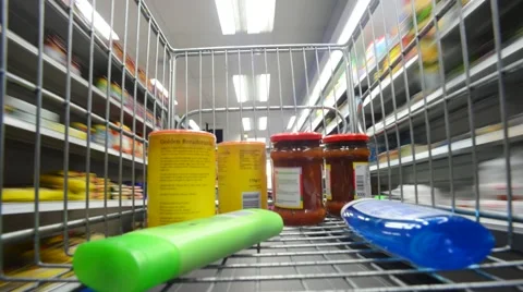 Time lapse customer shopping pushing trolley in supermarket Stock Footage 54124022