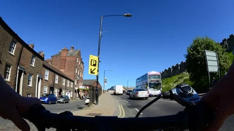 Time lapse cyclist riding through the city of york uk Stock Footage 108897067
